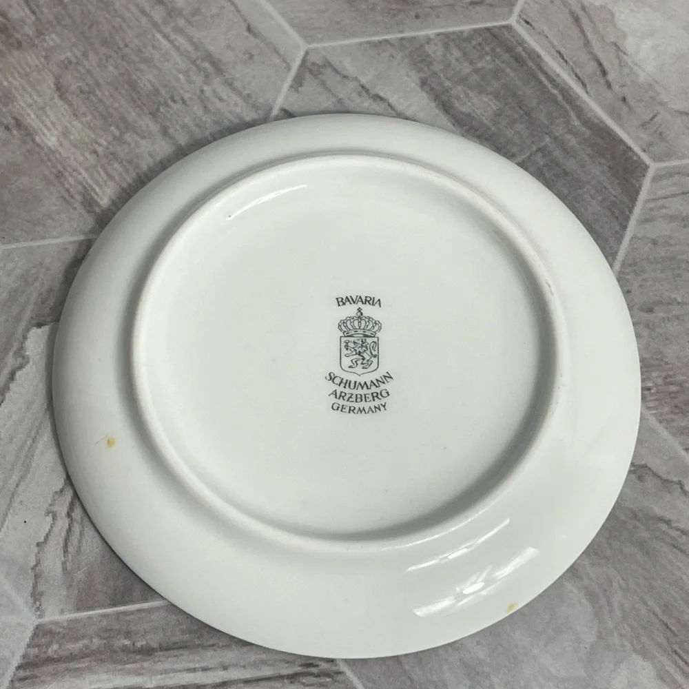 Vintage Schumann Arzberg Bavaria Floral Plate 4.75” Germany Gilt Trim